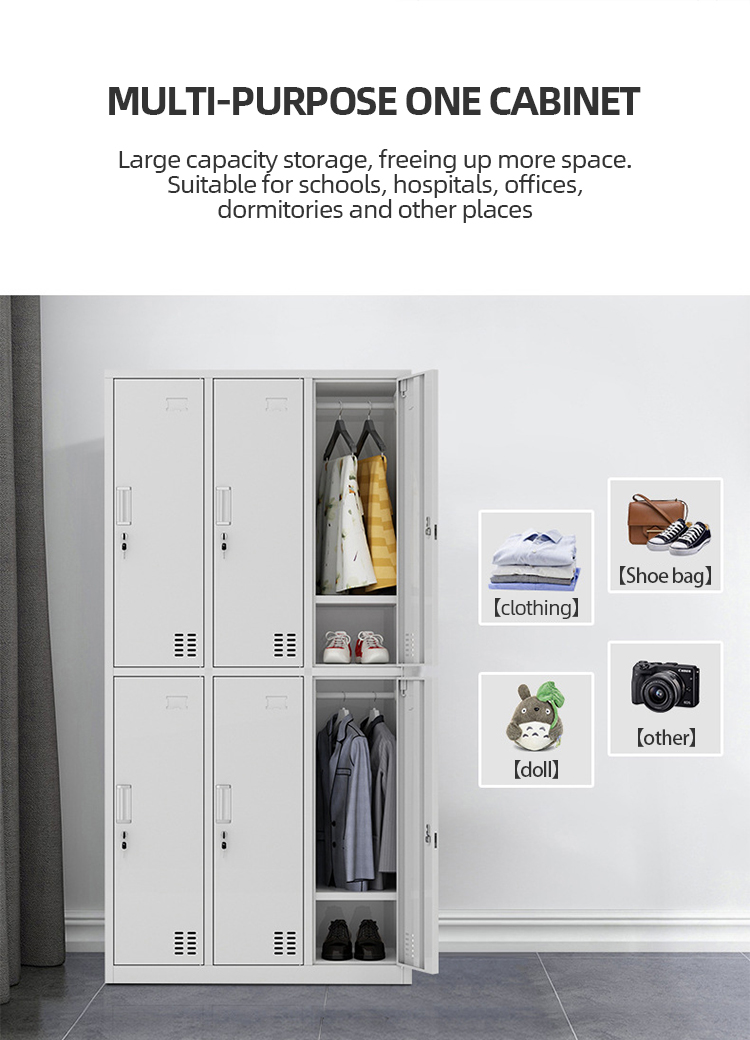Free Consultation Metal Storage Locker 6 Doors Key Lock for Employees Home Office Gym-Weatherproof Durable Requires Assembly