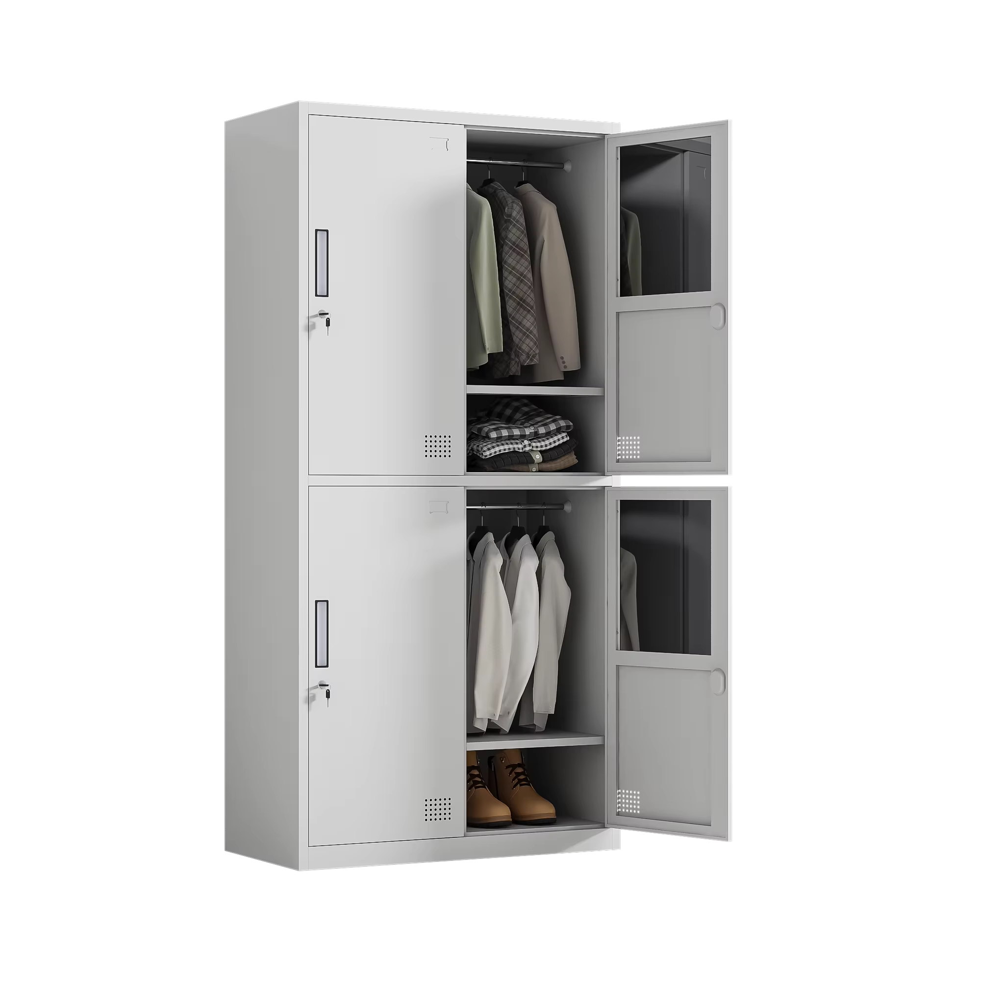 Double Large Storage Wardrobes Bedroom Furniture White Modern Minimalist Metal Closet Living Room Hotel Freestanding Durable