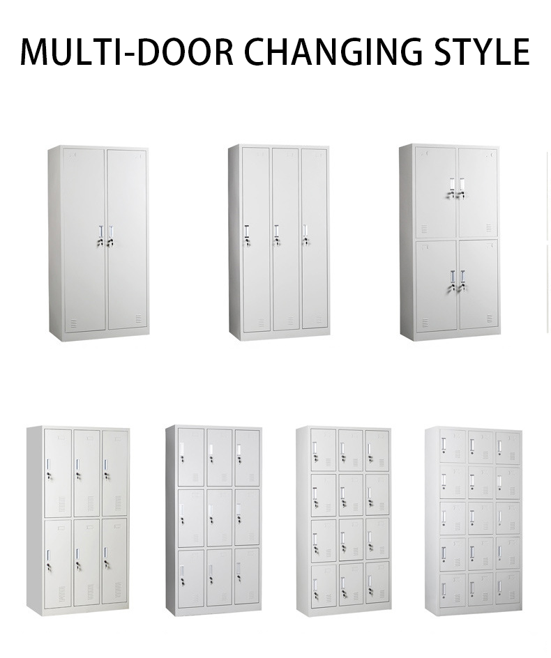 Modern Stainless Steel Bedroom Staff Locker with Key Lock-Modular Knock-Down Design Two Doors Large Capacity Storage Furniture