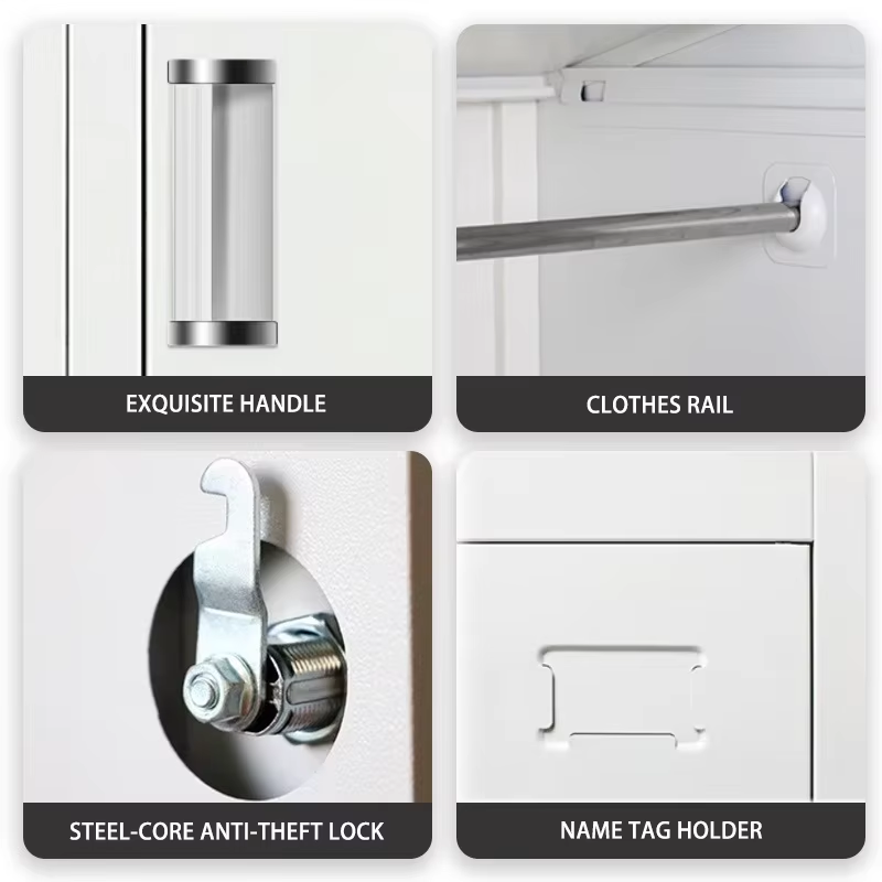 Double Large Storage Wardrobes Bedroom Furniture White Modern Minimalist Metal Closet Living Room Hotel Freestanding Durable
