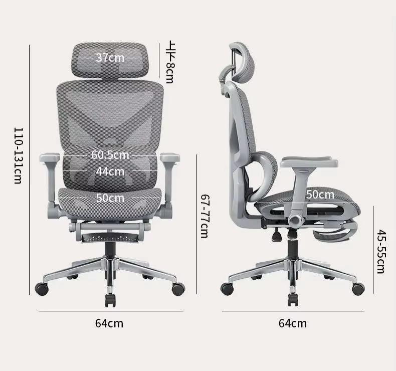 Ergonomic Design Gas Lift for Office Chair Lumbar Support Pillow for Office Clients Thick Seat Office Chair Modern Grey Color
