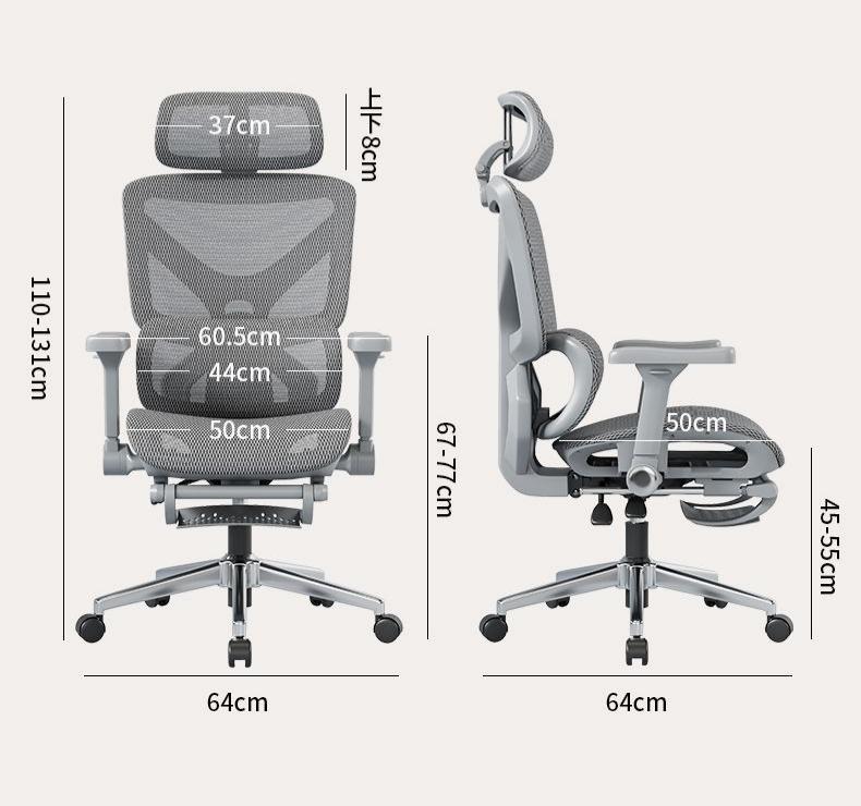 Adjustable Height Mesh Ergonomic Office Chair One Piece with Footrest Luxury 7d Armrest Office Chair Silla Ergonomica