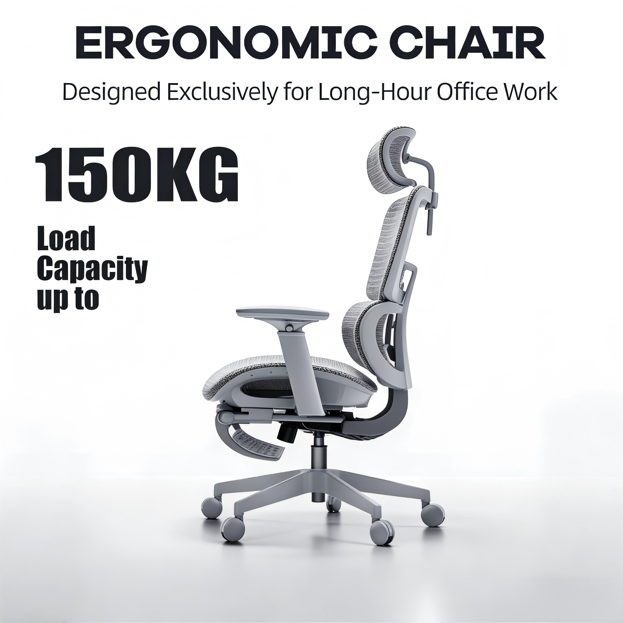 150KG Weight Capacity Ergonomic Office Chair for Big and Tall High Back & Heavy-Duty Support 360° Rotating Height Adjustable
