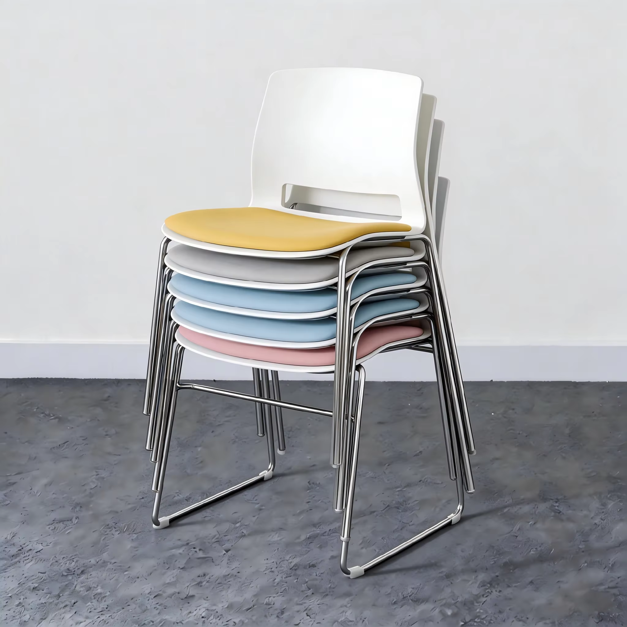 Custom Colors Ergonomic High Back Office Chair Stackable Steel Frame With Cushion Meeting Chair Conference Chair Visitor Chair