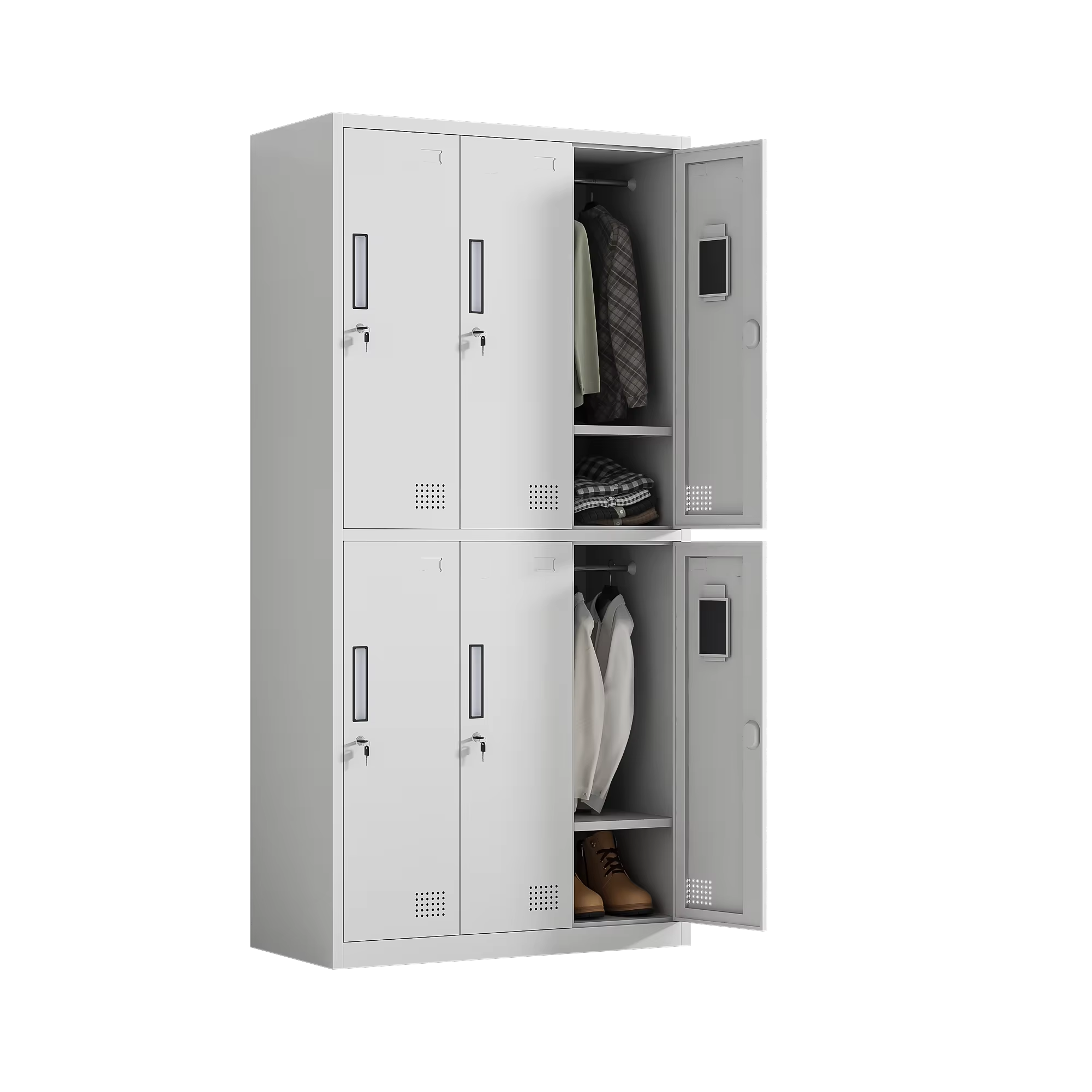 Double Large Storage Wardrobes Bedroom Furniture White Modern Minimalist Metal Closet Living Room Hotel Freestanding Durable