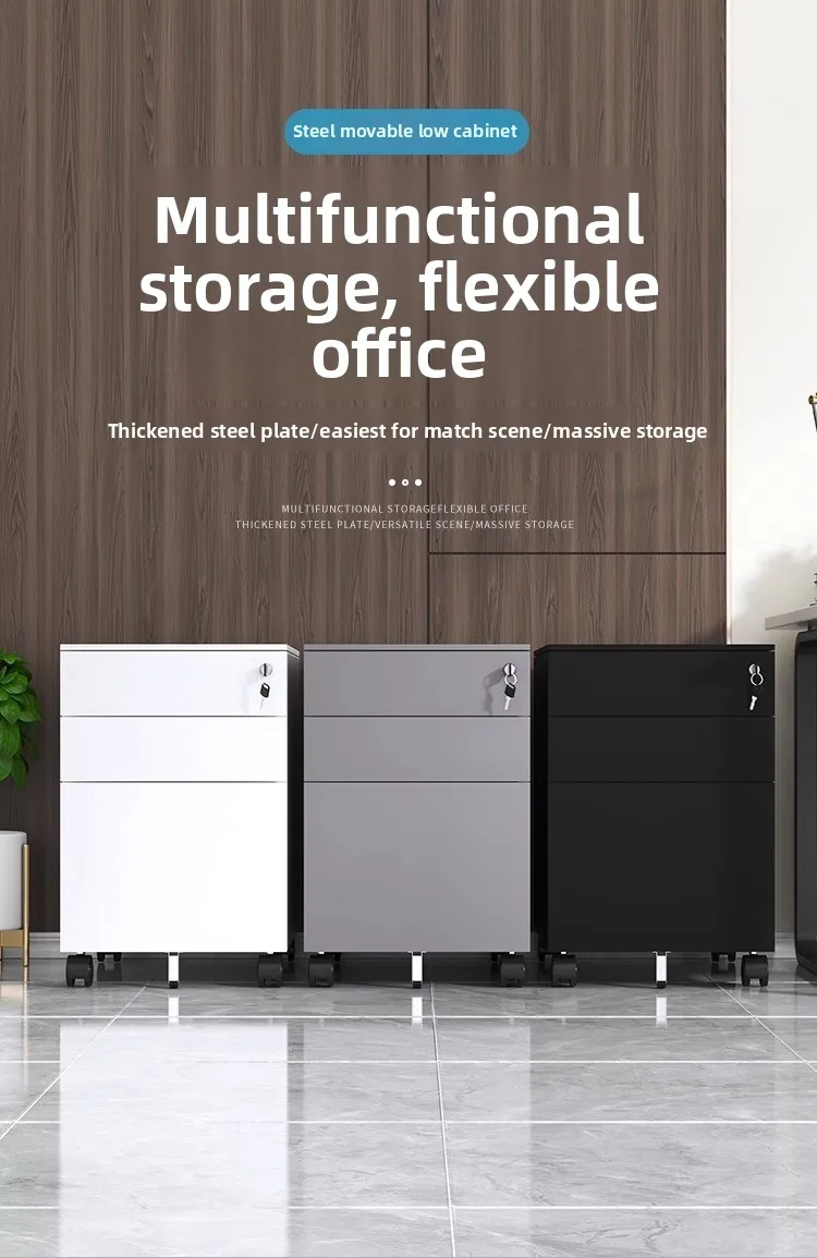 3-Drawer Lockable Mobile File Cabinet, Under-Desk Rolling Metal Storage Cabinet with Anti-Tilt Design, Fully Assembled