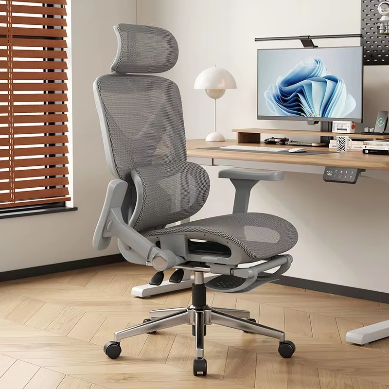 8.Computer Chair with Footrest and Headrest Height Adjustable Ergonomic Lumbar Support & Ventilated Mesh Seat for All-Day Comfort