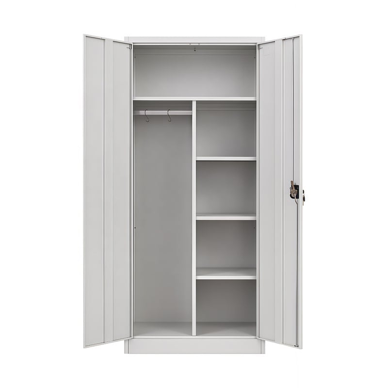 2-Door Steel Wardrobe, Multi-Scenario Metal Storage Cabinet for Office, Bedroom, School