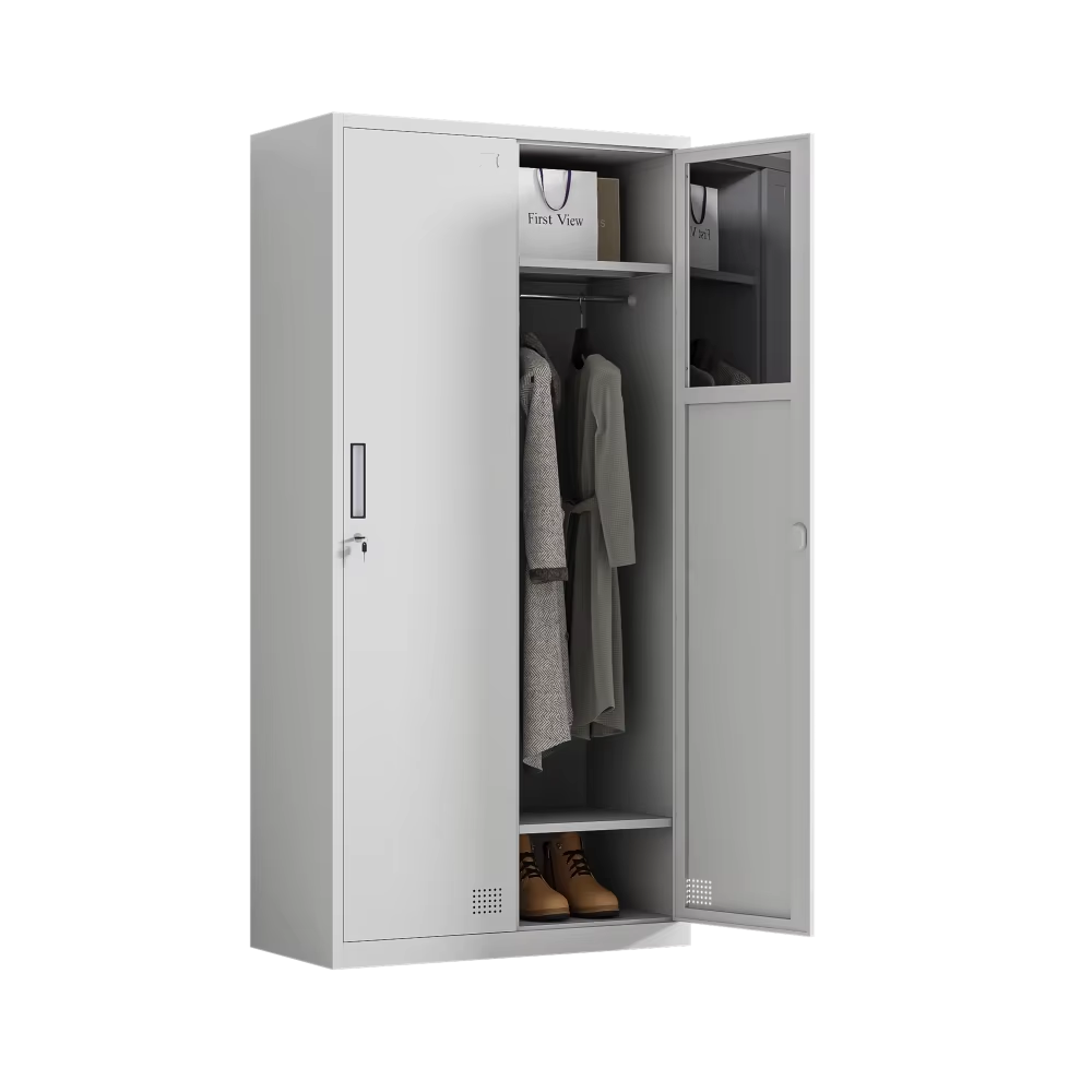 Double Large Storage Wardrobes Bedroom Furniture White Modern Minimalist Metal Closet Living Room Hotel Freestanding Durable