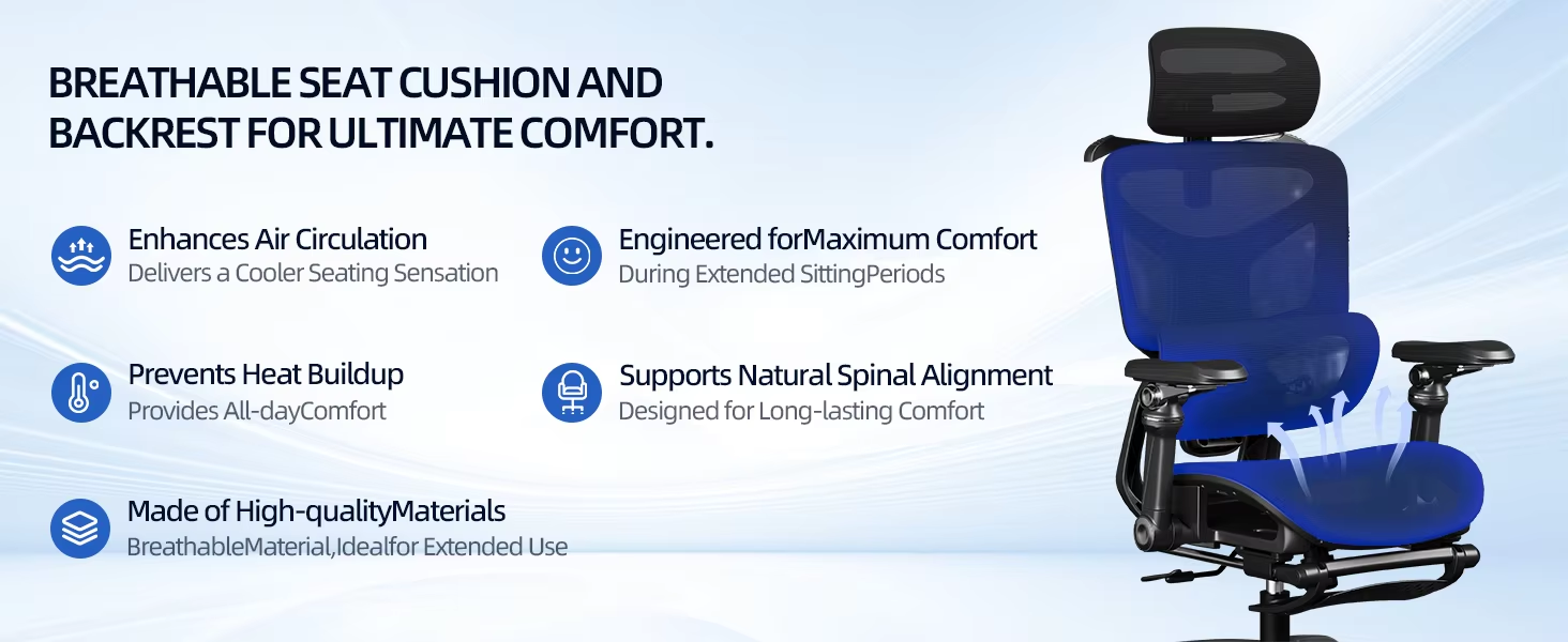 Computer Chair with Footrest and Headrest Ergonomic Office Chair for Long Sitting Adjustable Recliner Gaming Study Chair