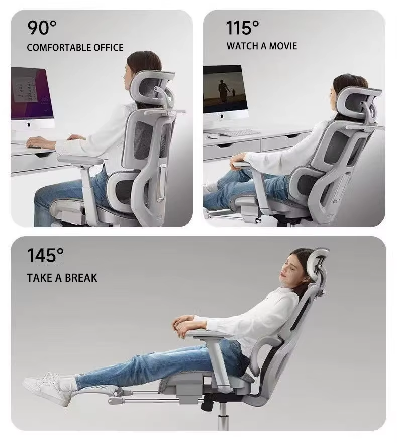 YouBao Mesh Ergonomic Office Chair with Adjustable Height Swivel Footrest Lumbar Support Adjustable Headrest-Contemporary Design