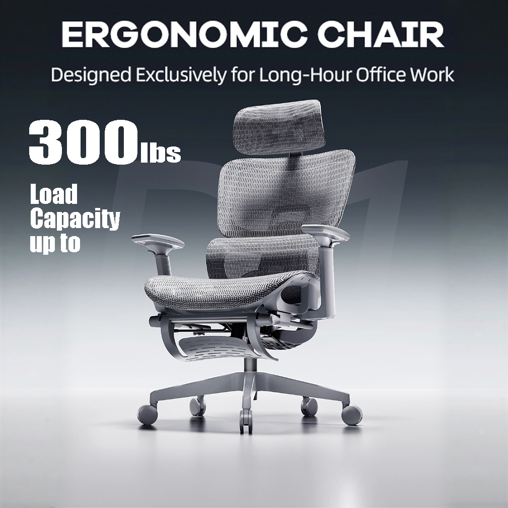 Ergonomic Office Chair with Footrest and Headrest - Adjustable High Back Mesh Computer Chair for Home Office Gaming & Reading