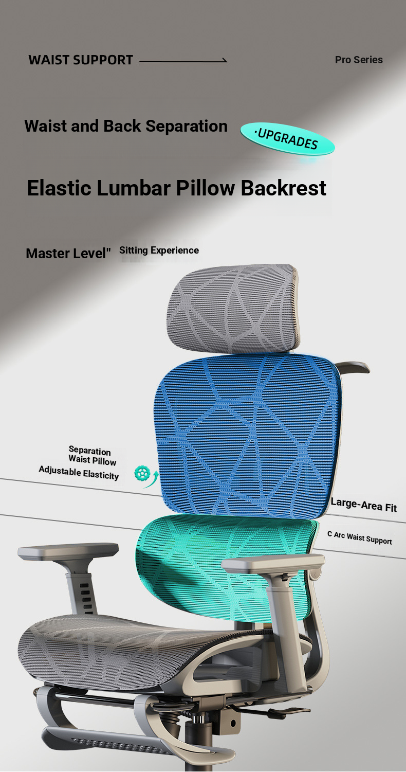 Modern Mesh Office Chair Adjustable Height Ergonomic Design Plaid Back Hollow Seat Stainless Steel Frame Foam Home Long Sitting