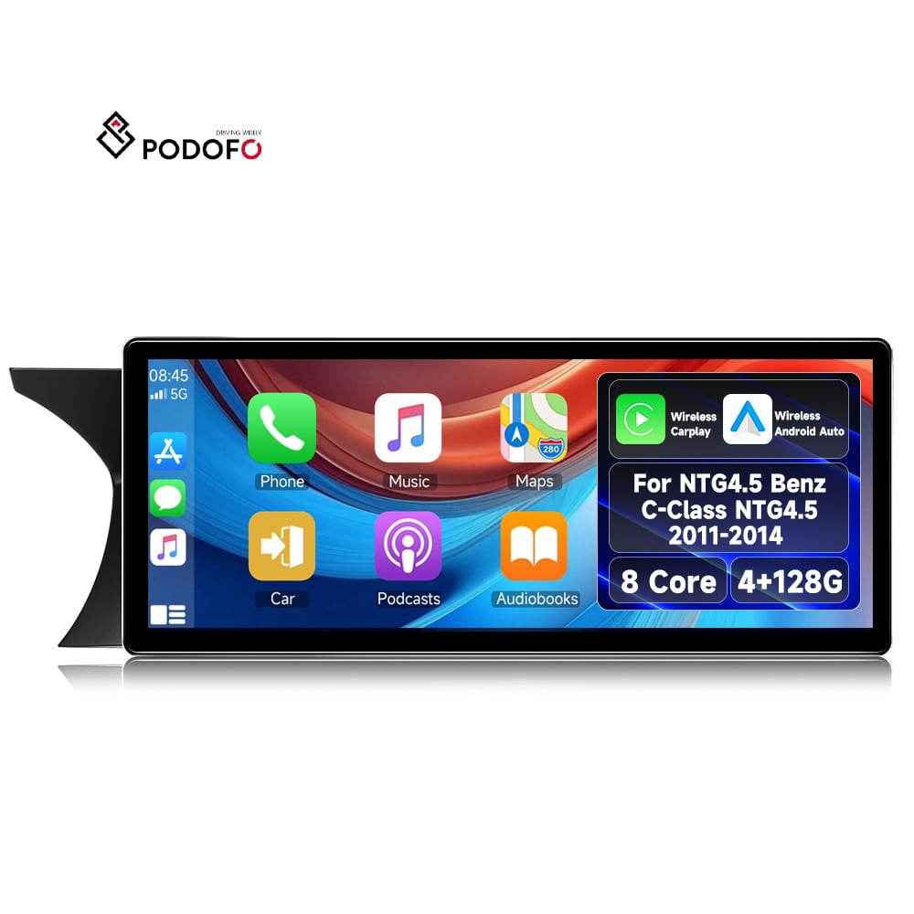 Podofo – odtwarzacz samochodowy z systemem Android, 10,25 cala, 8-rdzeniowy, 6+128 GB, bezprzewodowy CarPlay/Android Auto/GPS/WiFi do samochodów Mercedes-Benz klasy C (NTG4.5, 2011–2014), dostawca hurtowy A4335US/A4335EU