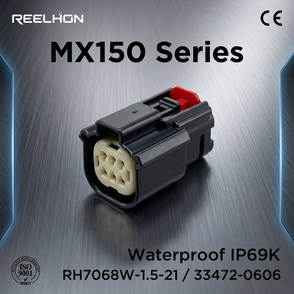 RH7068W-1.5-21 33472-0606 6 Pin Waterproof Female Sealed MX150 Auto Connector for Car Headlight Sensor Harness