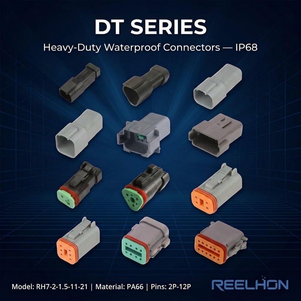 2 3 4 6 8 12 Pin Heavy-Duty Waterproof Electric DT04 DT06 Auto Connector