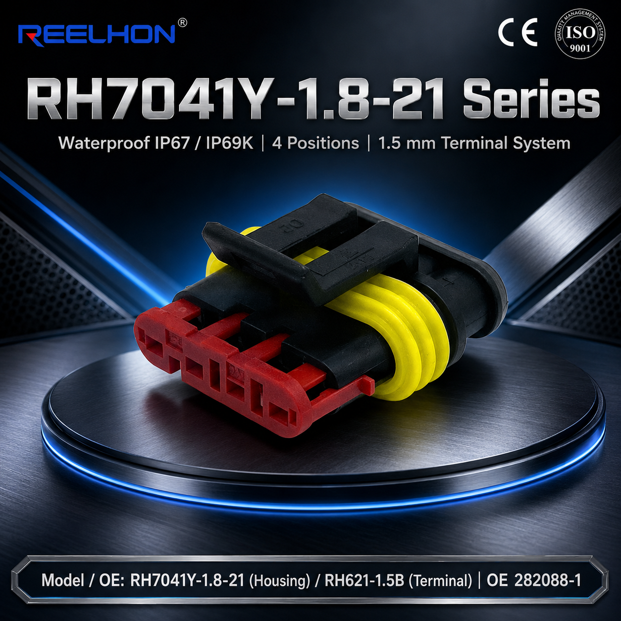 RH7041Y-1.8-21 282088-1 4 Pin AMP Superseal 1.5 Female Plug Waterproof Connector