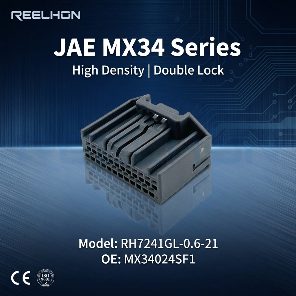 RH7241GL-0.6-21 MX34024SF1 24 Pin Female Automotive Connector for Mazda Audio Navigation ECU Wire Harness Plug with Terminal