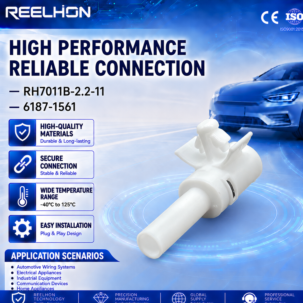 7011B-2.2-11 6187-1561 1 Pin Waterproof Sealed 2.3mm Male Auto Connector Housing for Sensor Wire Harness