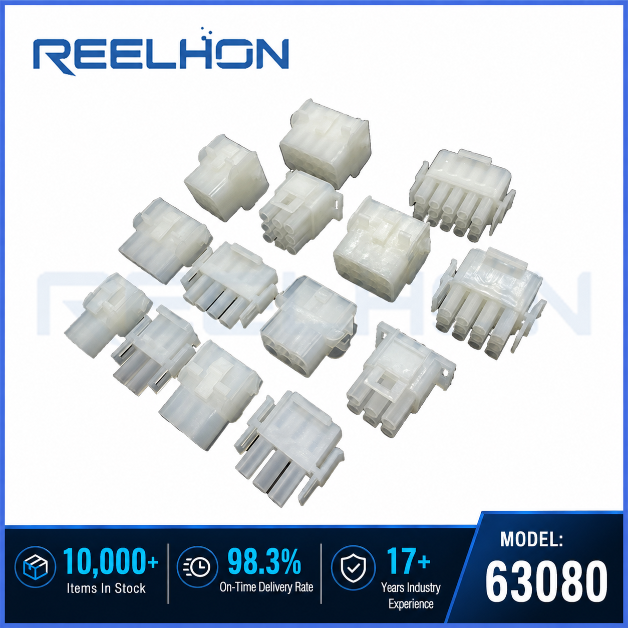 63080 2-8 Pin 6.3mm 250 Series White Male Female Auto Connector for Car Relay Horn Interior Lighting Wiring Harness