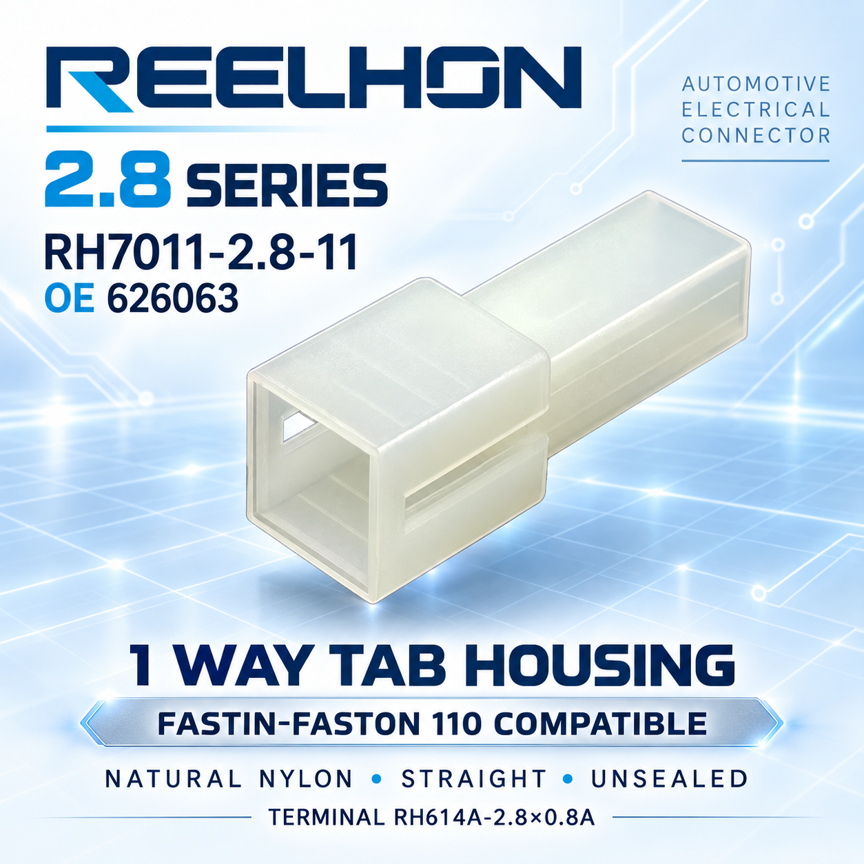 7011-2.8-11 626063 1 Pin 2.8mm Unsealed Male Auto Connector Housing for TE AMP FASTIN-FASTON 110 Wiring