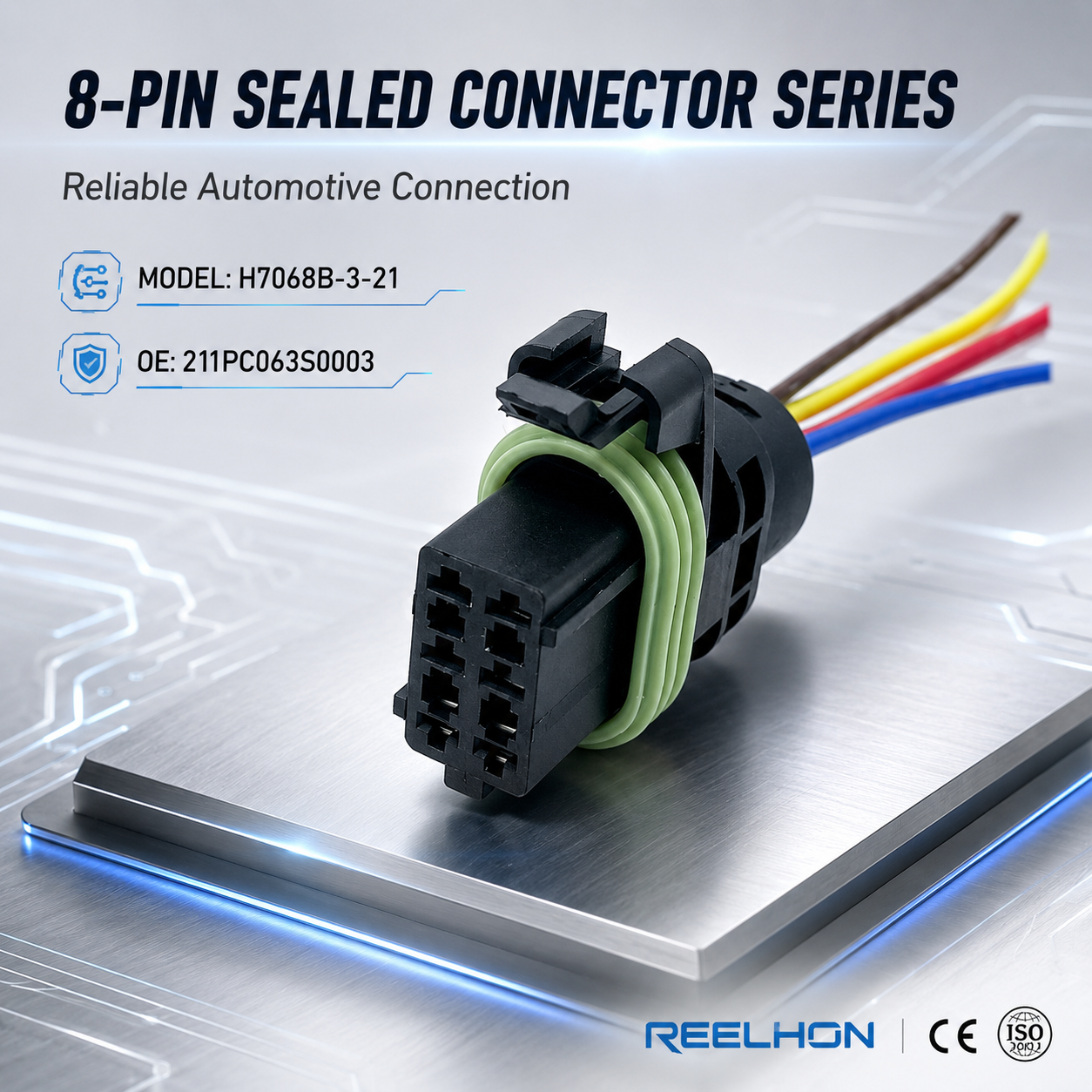 7068B-3-21 211PC063S0003 6 Pin Waterproof Sealed Sicma Green Seal Auto Connector Pigtail for Peugeot Citroen ECU Harness