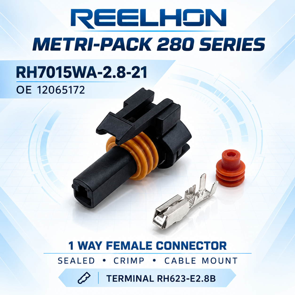 7015WA-2.8-21 12065172 1 Pin 30A Waterproof Sealed Female Auto Connector for Delphi Metri-Pack 280 Harness