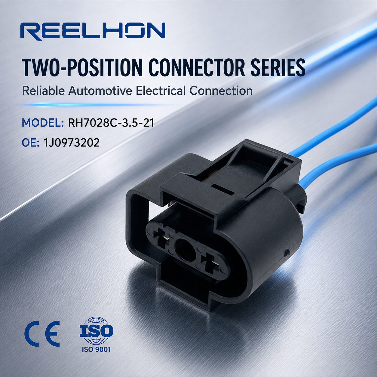 RH7028C-3.5-21 1J0973202 2 Pin Sealed Female Auto Connector Pigtail for VW Audi Coolant Temperature Sensor Wiring Harness