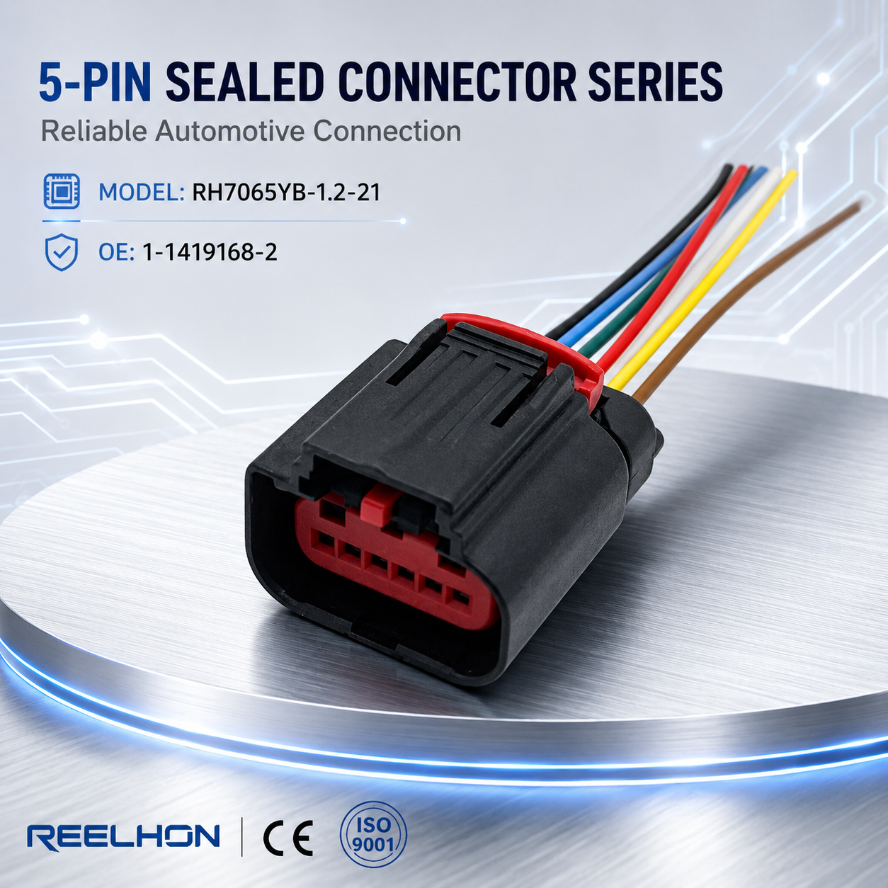 7065YB-1.2-21 1-1419168-2 5 Pin Waterproof MCON 1.2mm Sealed Auto Connector Pigtail for VW Audi ADAS EPS Sensor Harness