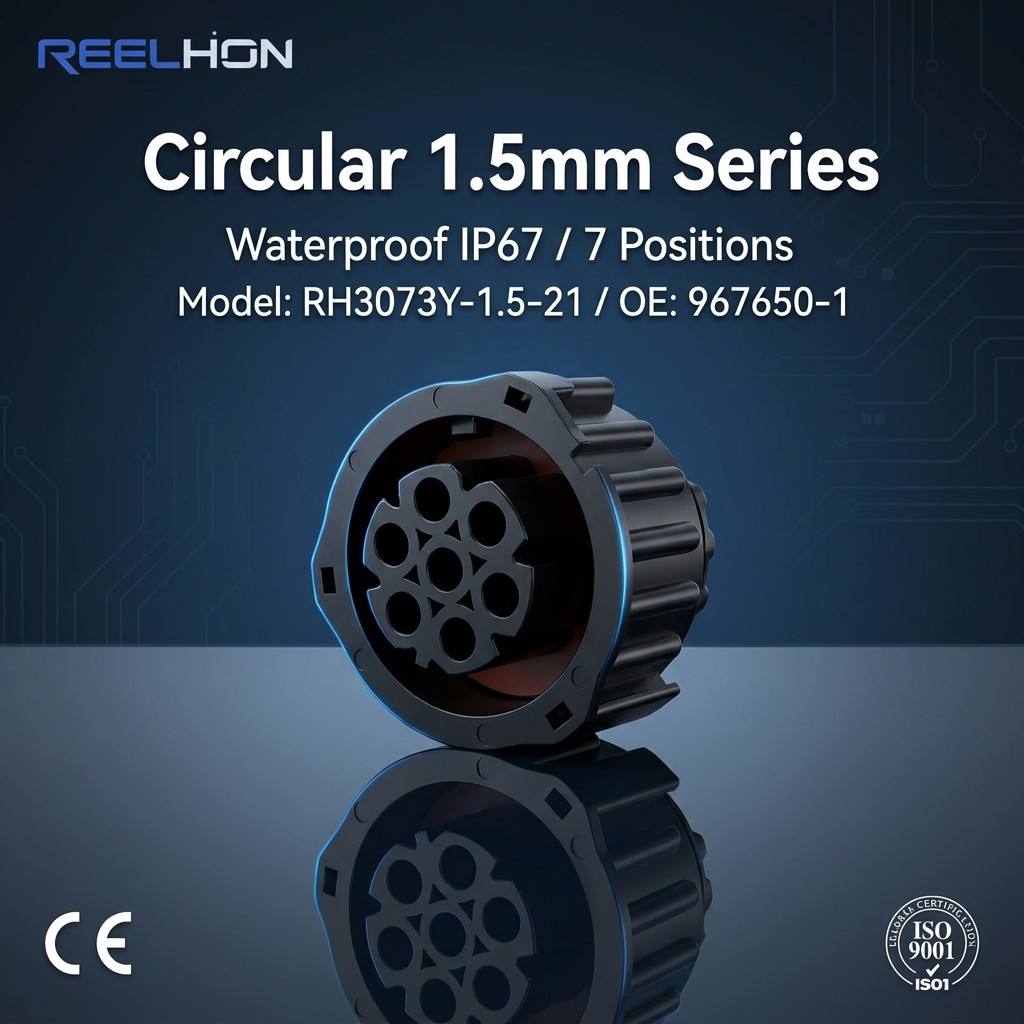 RH3073Y-1.5-21 967650-1 7 Pin Circular Waterproof Sealed 1.5mm Auto Connector for Heavy Duty Truck Engine Sensor Harness