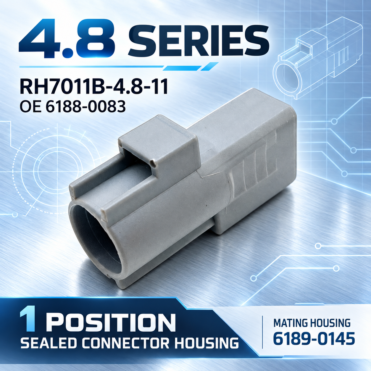 7011B-4.8-11 6188-0083 1 Pin 4.8mm Waterproof Male Auto Connector for Sumitomo TS 187 Toyota 90980-10982 Harness