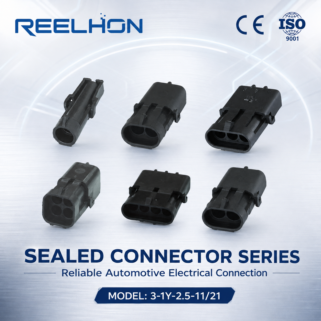 3-1Y-2.5-11/21 1-5 Pin Waterproof Sealed Green Silicone Male Female Auto Connector for Heavy Duty Truck Sensor Harness