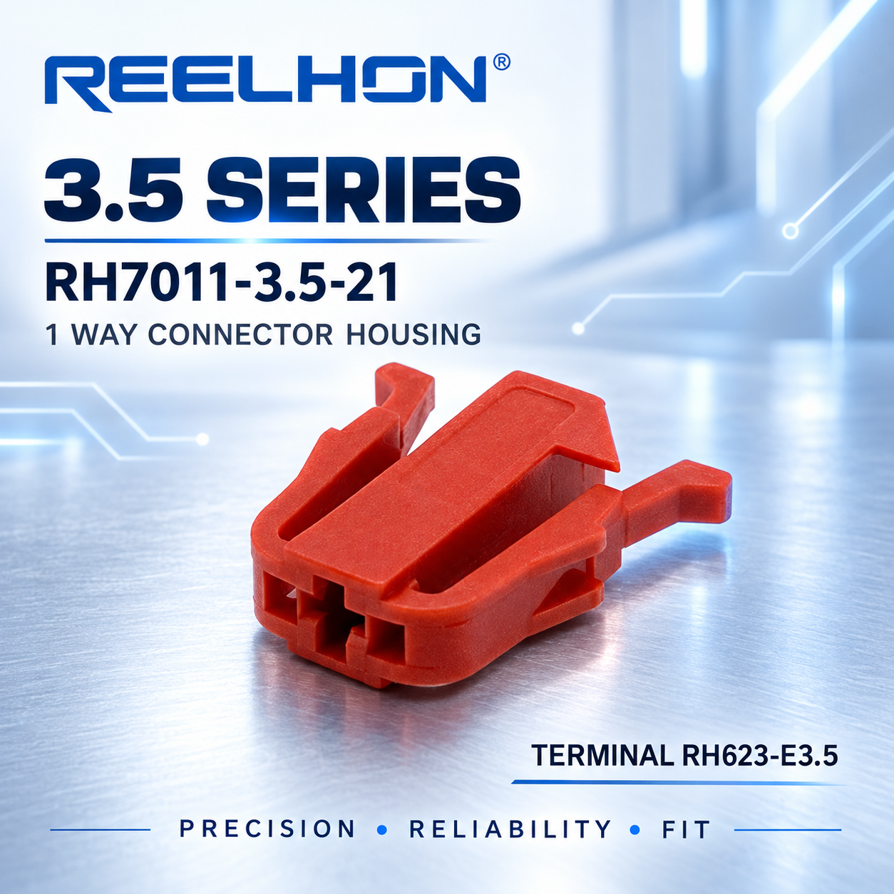 7011-3.5-21 1 Pin 3.5mm Unsealed Female Auto Connector Housing with Dual Side Wing Latches for Car Wire Harness