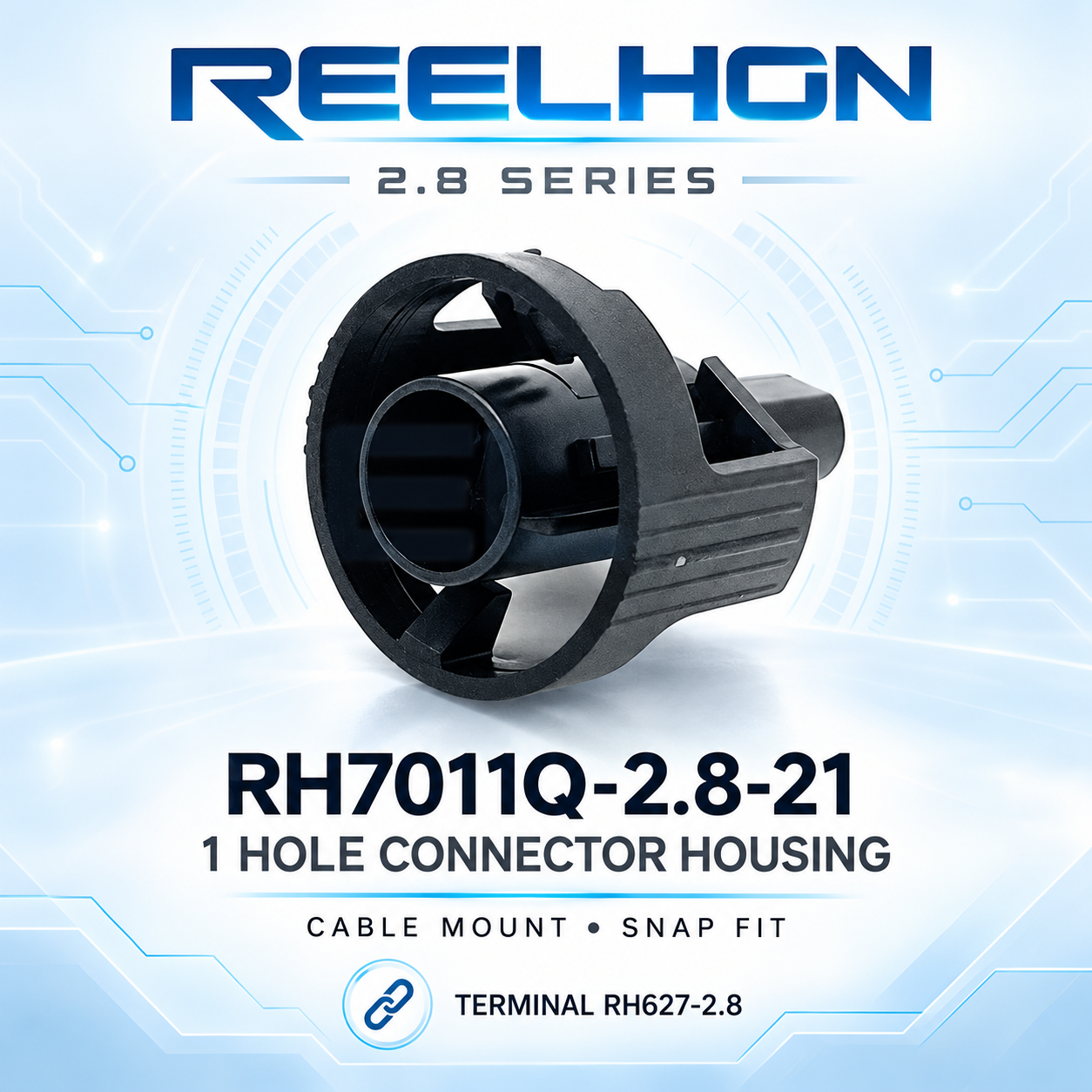 7011Q-2.8-21 1 Pin 2.8mm Twist Lock Bayonet Female Auto Connector Housing with Outer Shroud for Wire Harness