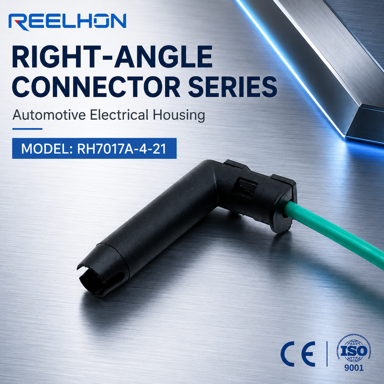 RH7017A-4-21 1 Pin Waterproof Sealed 90 Degree Elbow Female Auto Connector Pigtail for High-Current Grounding Sensor Harness