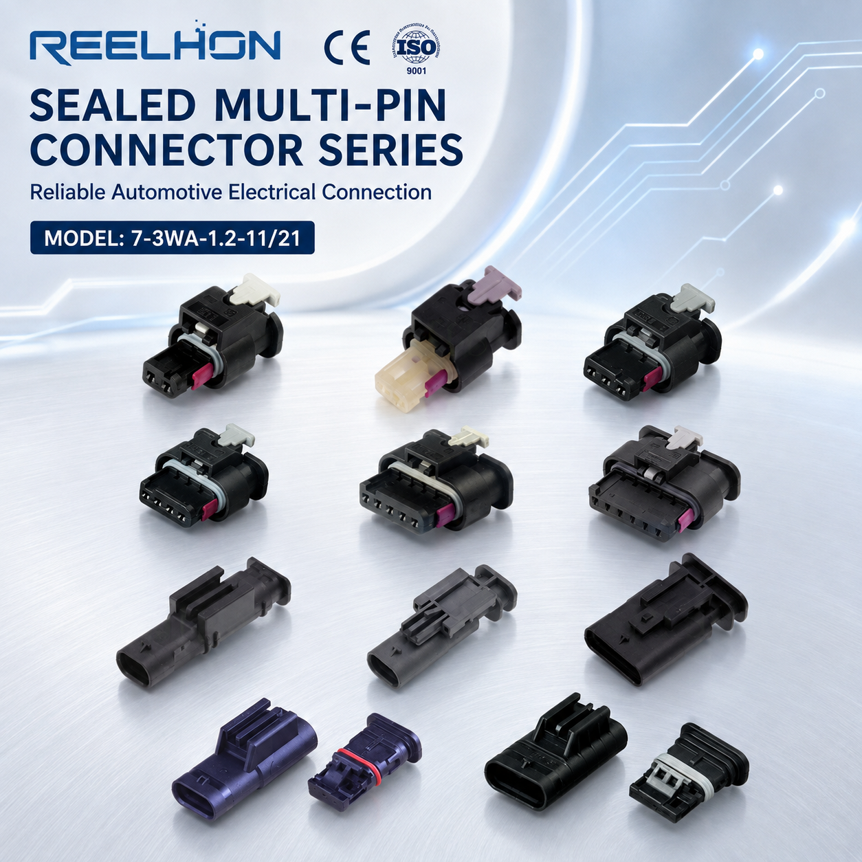 7-3WA-1.2-11/21 1-6 Pin Waterproof Sealed MCON 1.2mm Multi-Color CPA Auto Connector for VW Audi BMW Sensor Harness