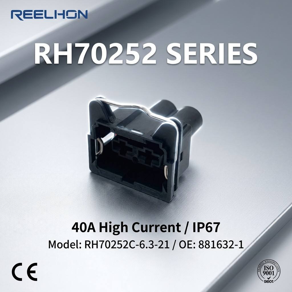 RH70252C-6.3-21 881632-1 2 Pin Waterproof Female Sealed 6.3mm Auto Connector for Heavy Duty Power Wiring Harness