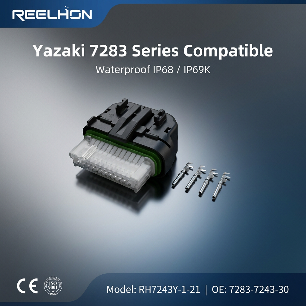 7243Y-1-21 24 Pin Waterproof Automotive Connector RH7243Y-1-21 Sealed Female Plug