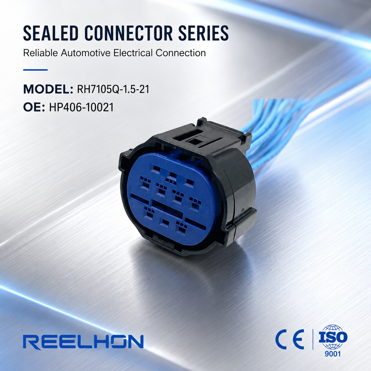 RH7105Q-1.5-21 HP406-10021, водонепроникний круглий герметичний жіночий автоматичний з’єднувач із 10 контактами, пігтейл для жгута електричного насоса або двигуна