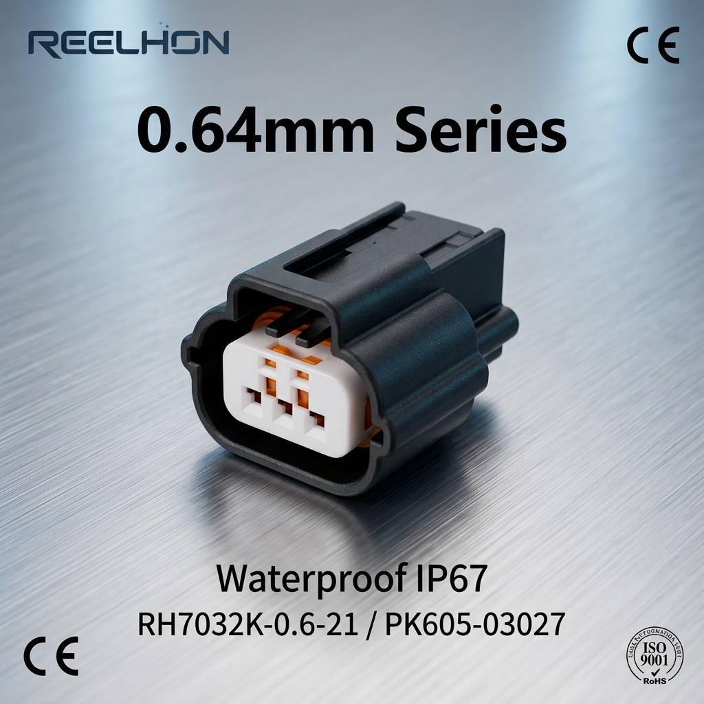 7032K-0.6-21 PK605-03027 3 Pin Waterproof Female 0.64mm TS Series Auto Connector for Camshaft Sensor Harness
