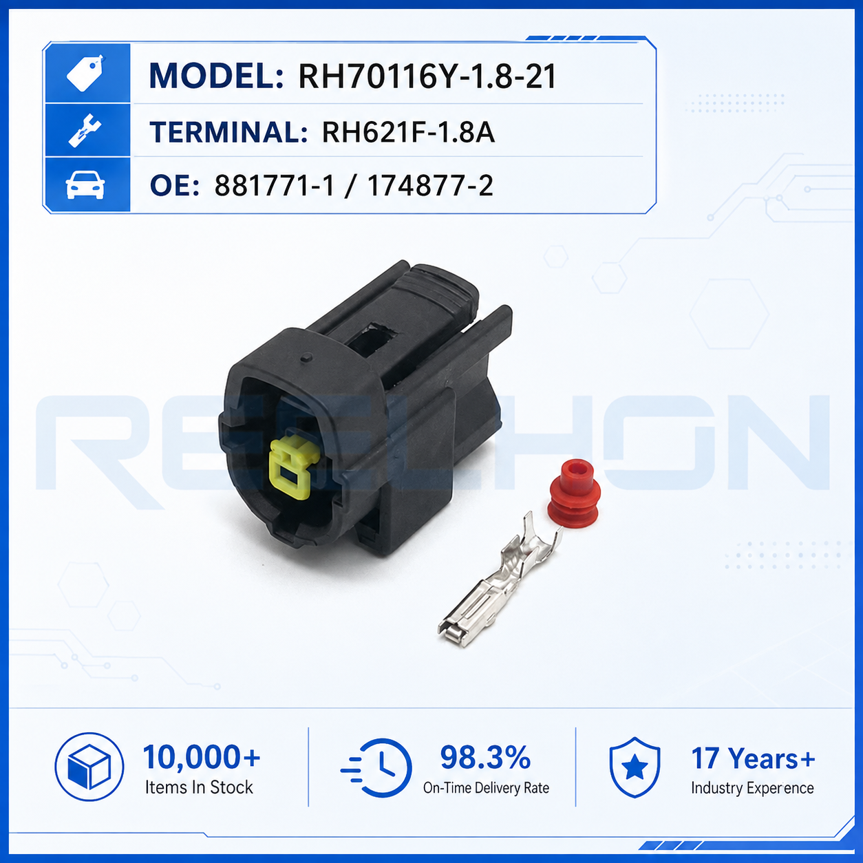 70116Y-1.8-21 881771-1 174877-2 1 Pin Waterproof Sealed Female Auto Connector Kit with Terminal for VW BMW Sensor Harness