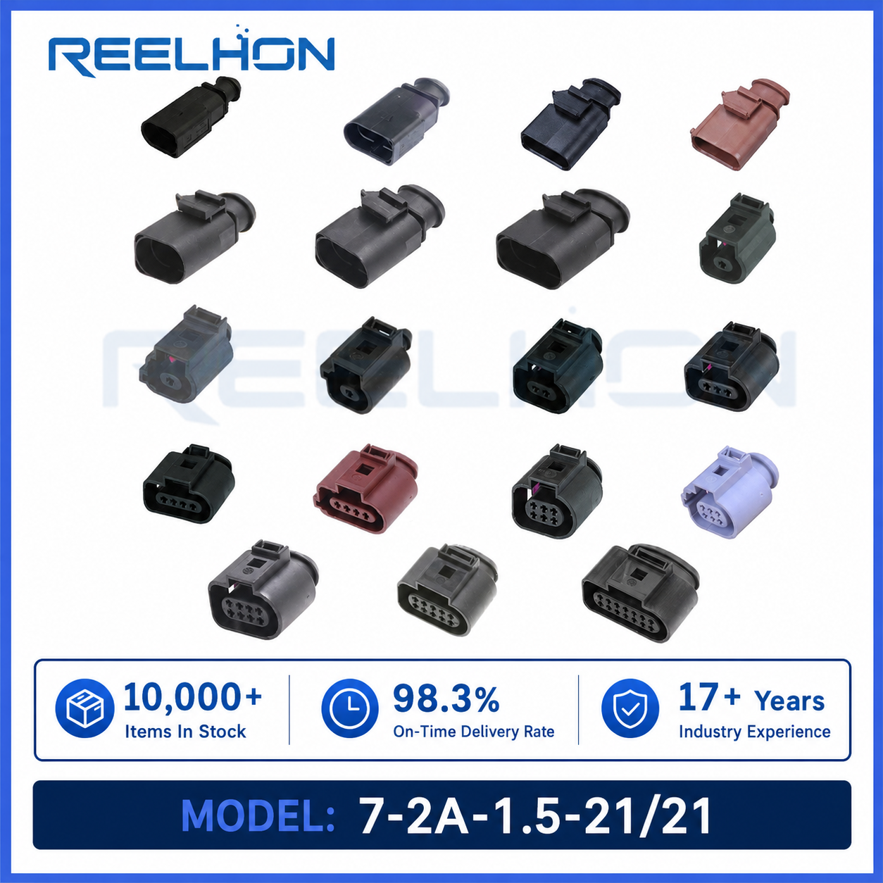 7-2A-1.5-21/21 1-8 Pin Waterproof Female Superseal 1.5mm Multi-Color Auto Connector for Automotive Marine Sensor Harness