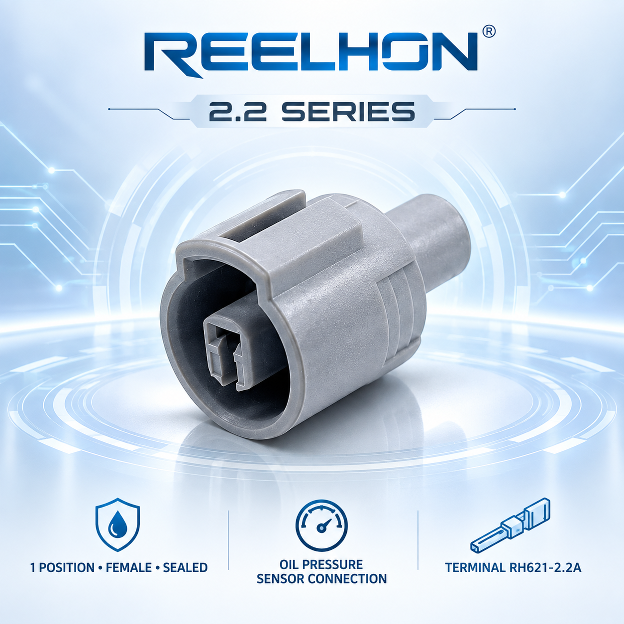 7011Y-2.2-21 1 Pin Waterproof Sealed Gray Female Auto Connector Housing with Panel Mount for Sensor Wire Harness