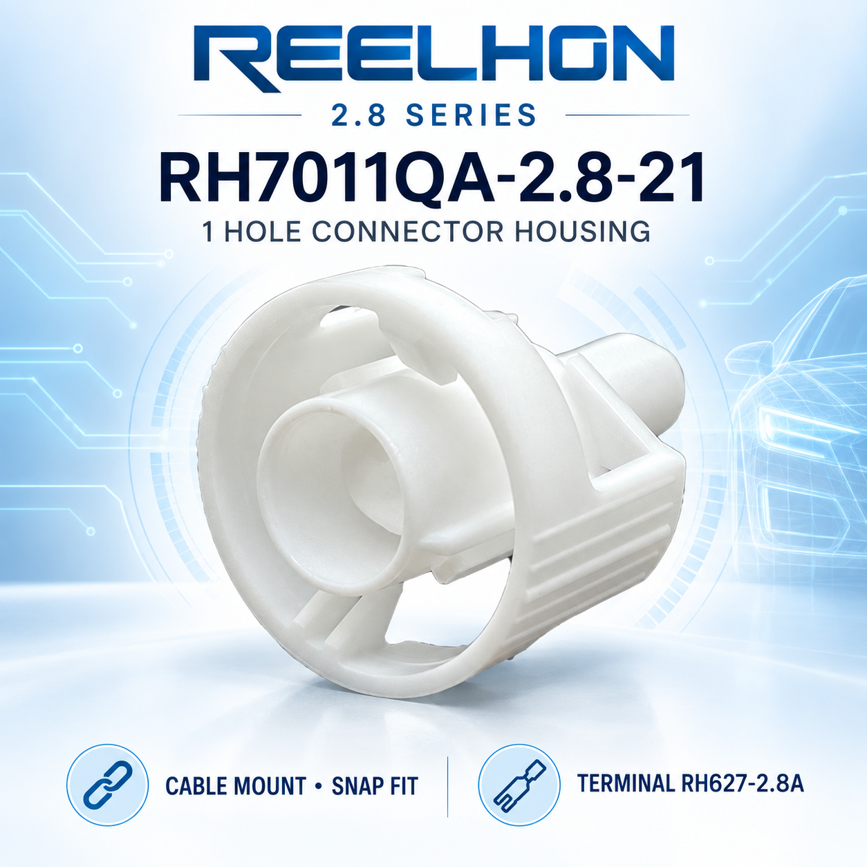 7011QA-2.8-21 1 Pin 2.8mm Twist Lock Bayonet Female Auto Connector Housing with Outer Shroud for Wire Harness