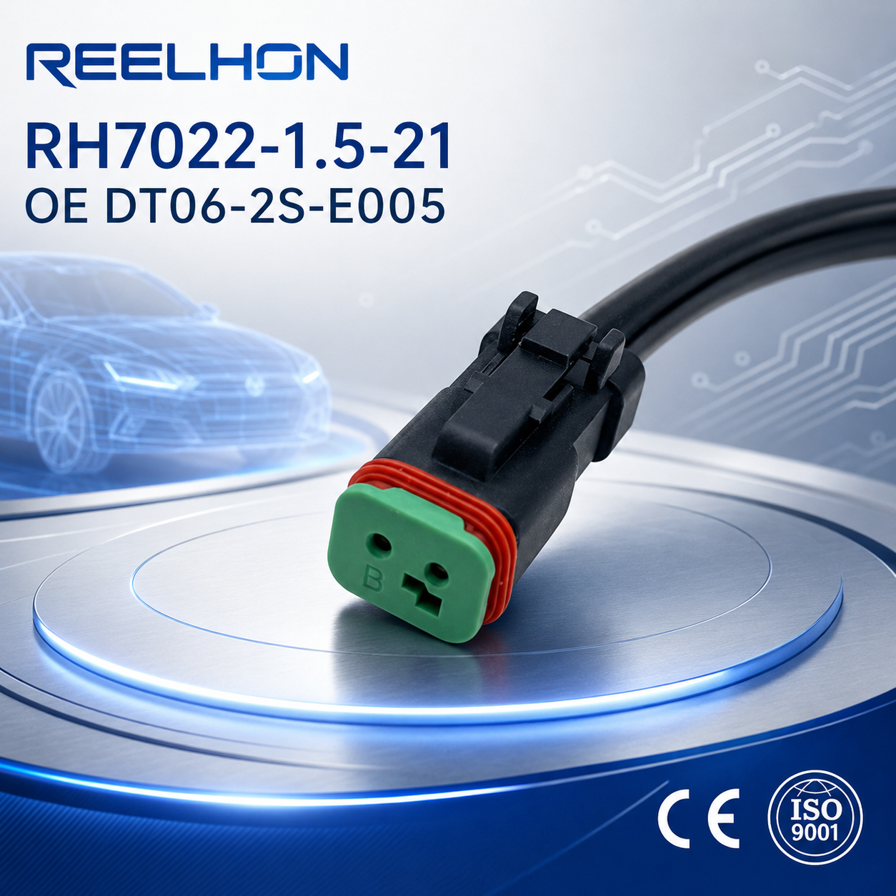 7022-1.5-21 DT06-2S-E005 ขั้วต่ออัตโนมัติแบบกันน้ำของเดทช์ รุ่น DT แบบปิดสนิท ชนิดเมีย 2 ขา พร้อมสายนำเข้าสำหรับระบบสายไฟยานพาหนะนอกถนน เอทีวี และเรือ