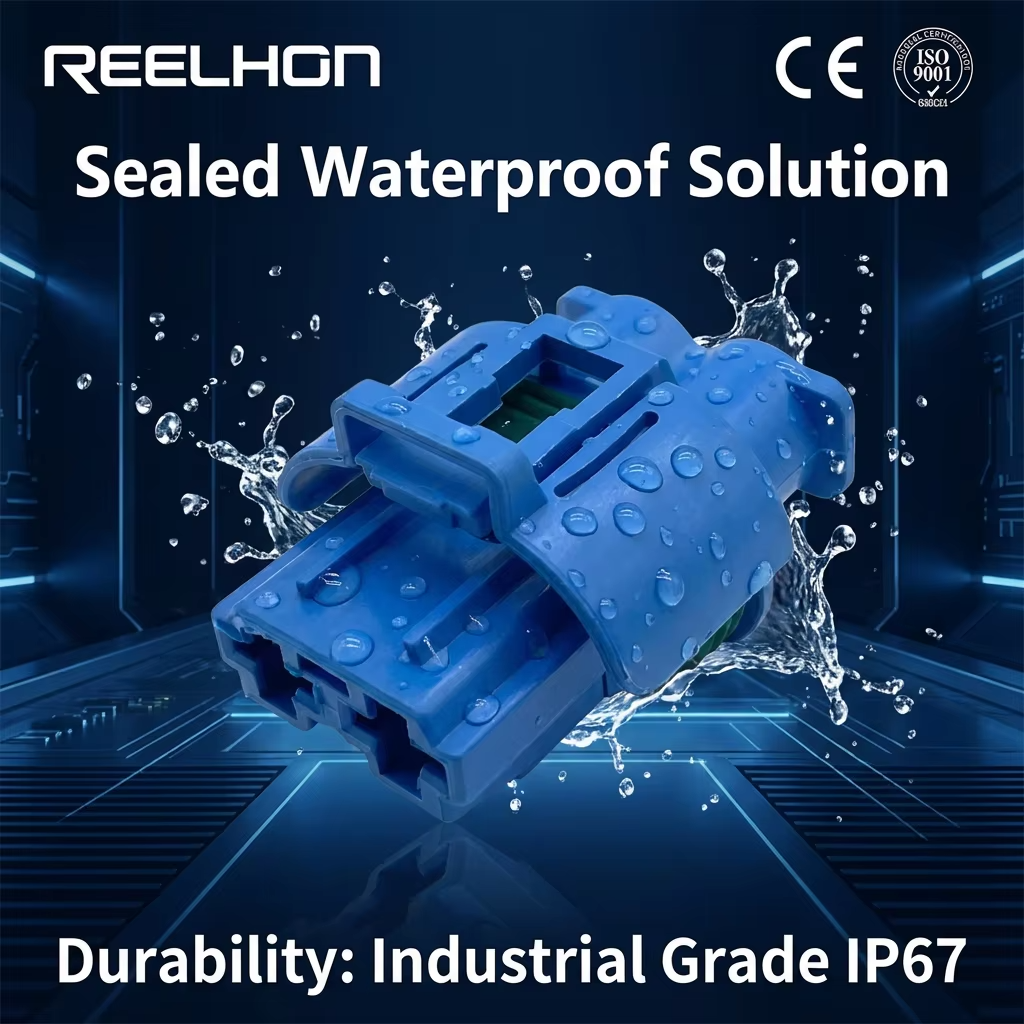 RH7021YA-8-21 1544650-2 ปลั๊กกันน้ำตามมาตรฐาน IP67 ขั้วต่อรถยนต์แบบ 2 ขา สำหรับรถยนต์ยี่ห้อ VW, Ford และ Toyota