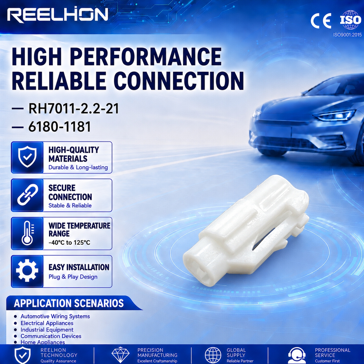 7011-2.2-21 6180-1181 1 Pin Waterproof Sealed 2.3mm Female Auto Connector Housing for Sensor Wire Harness