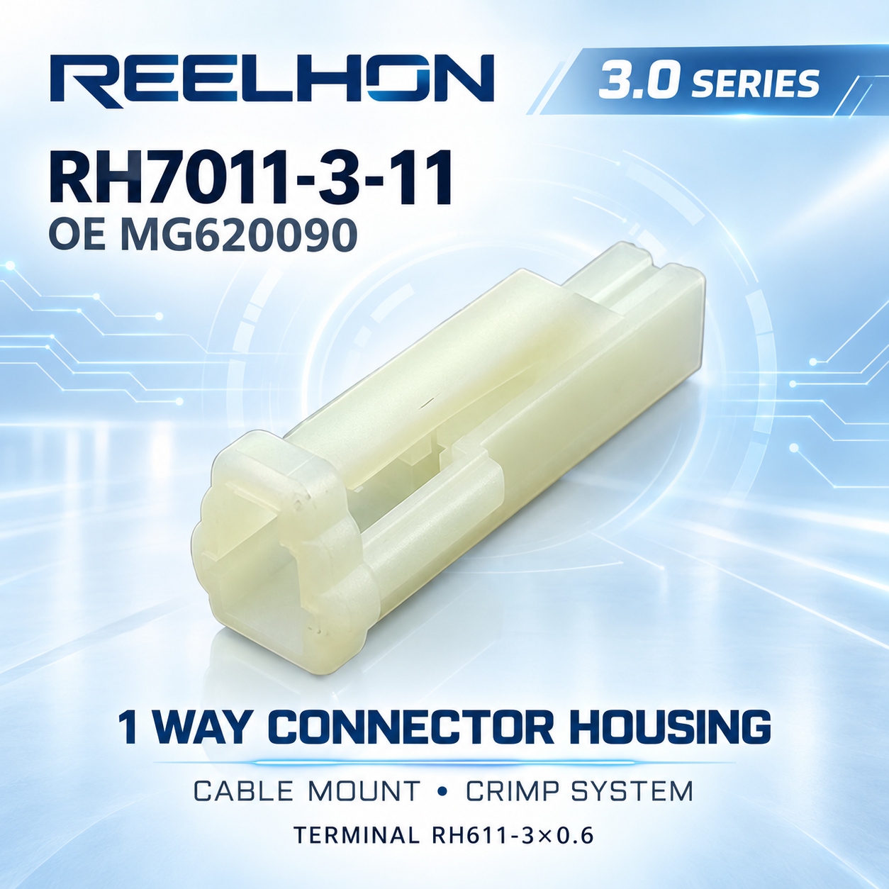 7011-3-11 MG620090 1 Pin 3.0mm Unsealed Male Auto Connector Plug for KET Yazaki 7118-3110 Car Wire Harness