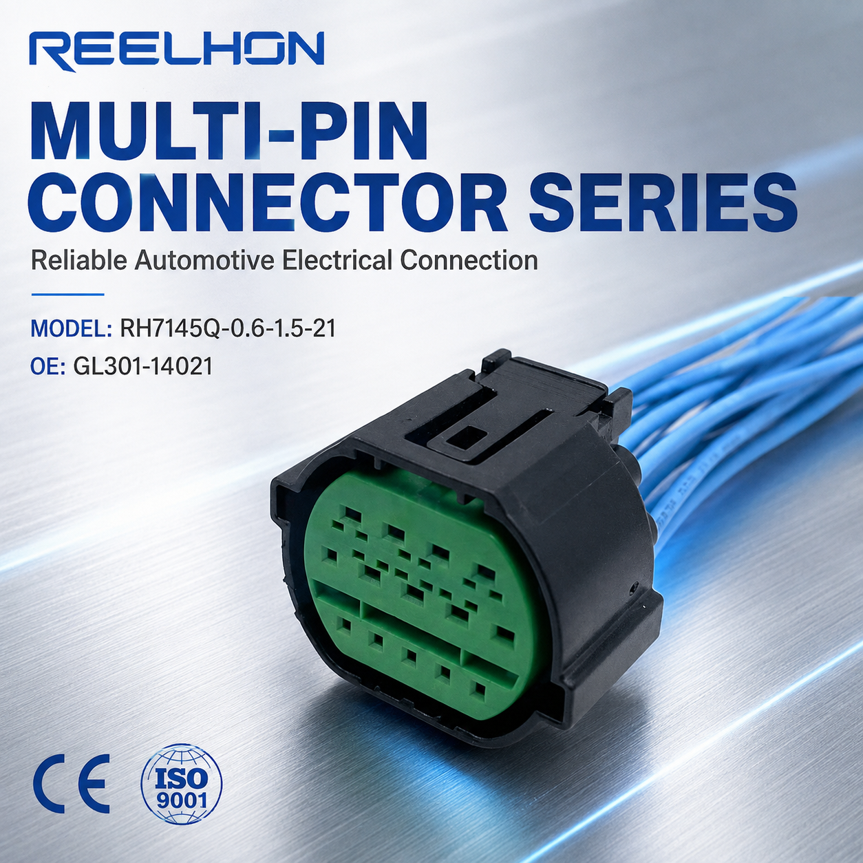 RH7145Q-0.6-1.5-21 GL301-14021 14 Pin Waterproof Circular Sealed Auto Connector Pigtail for Mazda Throttle APP Sensor