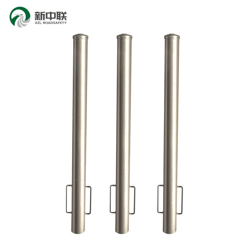Double Ornamental Ring Fixed Stainless Steel Safety Bollard Anti Collision Decor Traffic Post
